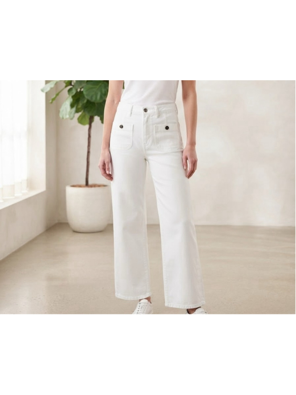Women's Zara Wide Leg Pants White Size 8